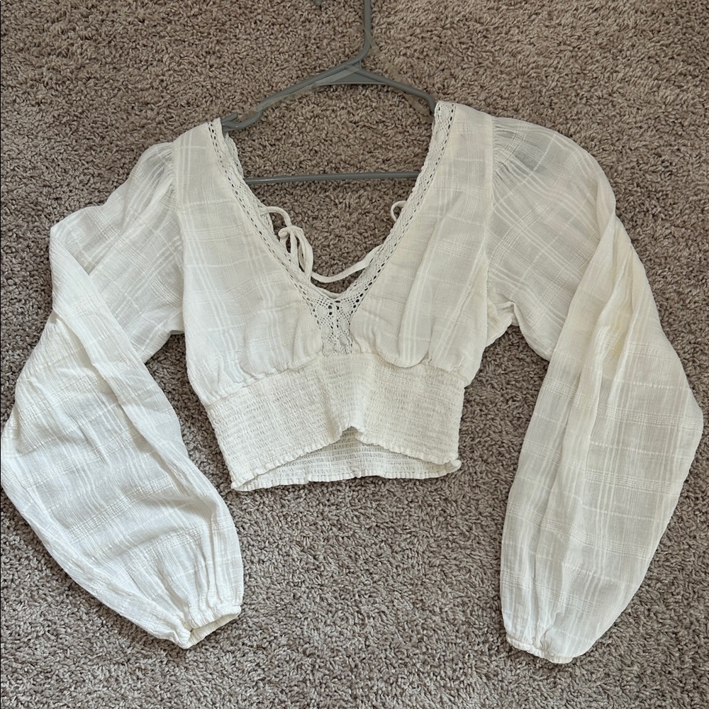 Aeropostale White Blouse with Lace Detail